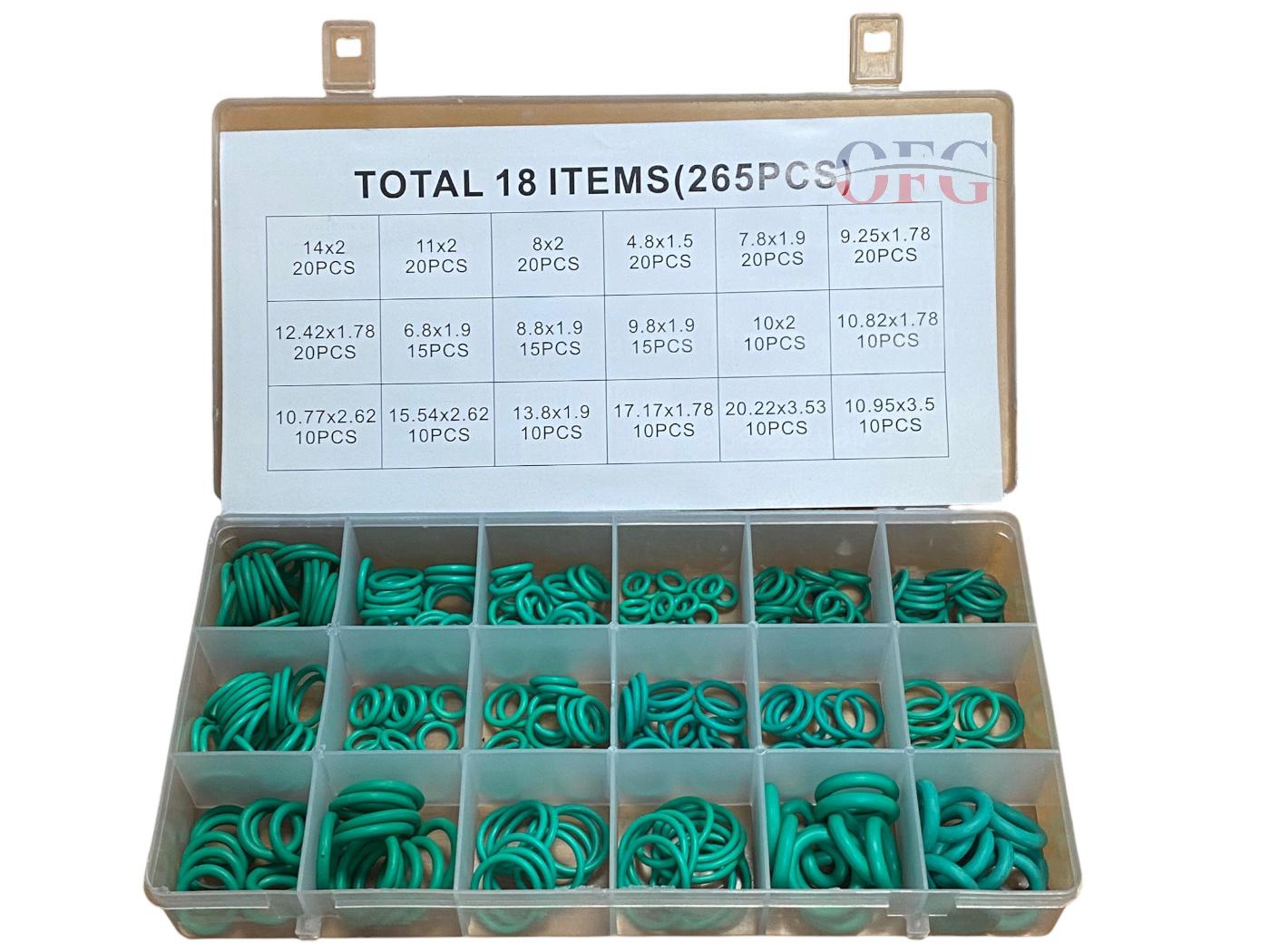 Üniversal Oring Seti 18 Parça 265 Adet (Yeşil)